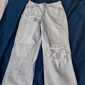 Garage Light Blue Distressed Flare Jeans